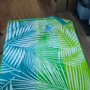 Tropical Leaf Beach Towel - Green and Blue